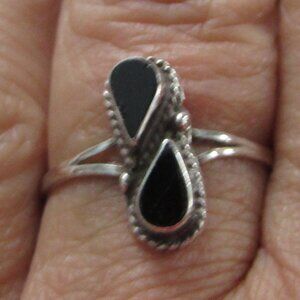 Sterling Silver 925 Black Onyx Ring - Sz 8
